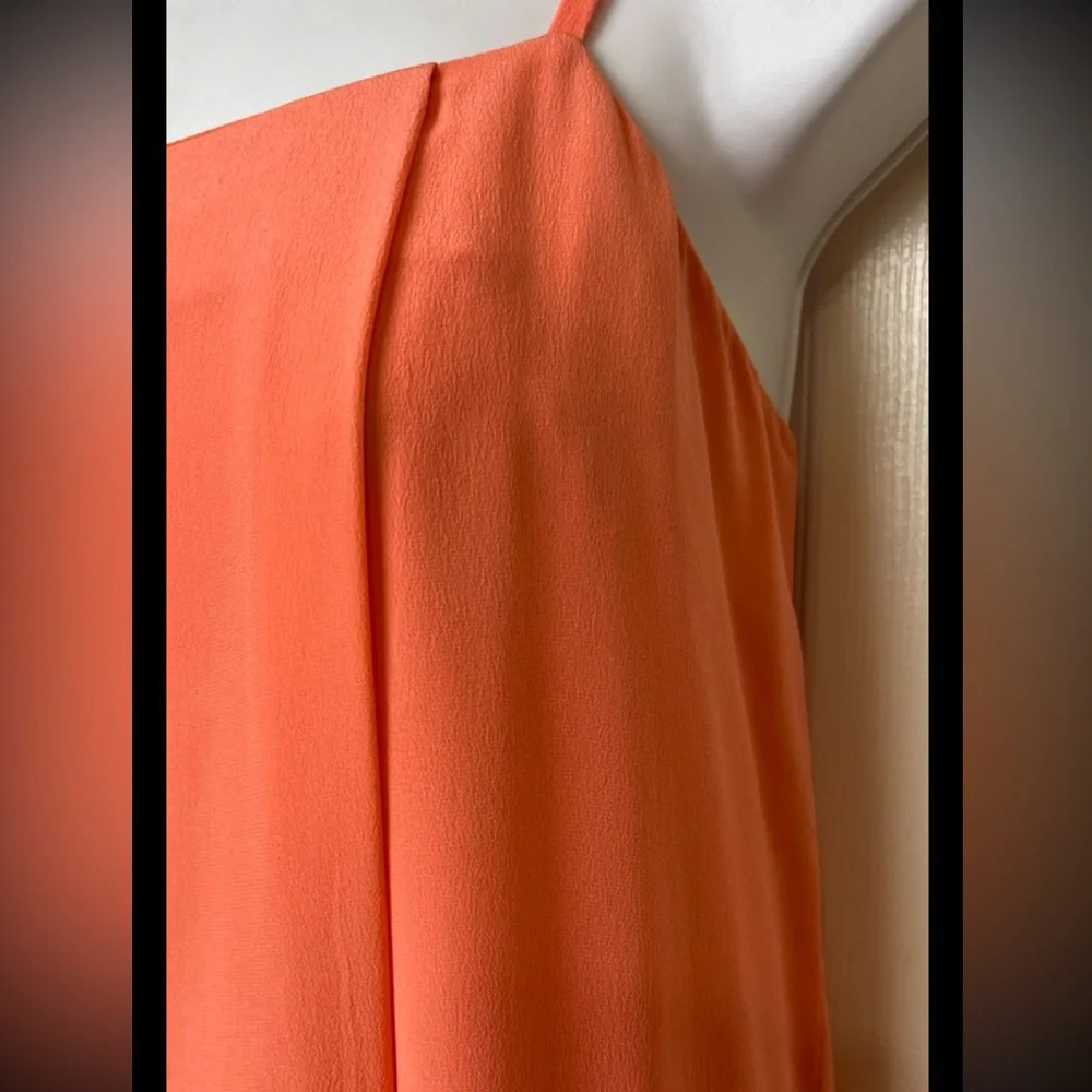 KATE SPADE Dress 100% Silk Maxi Orange Shift Sleeveless Wedding Strappy